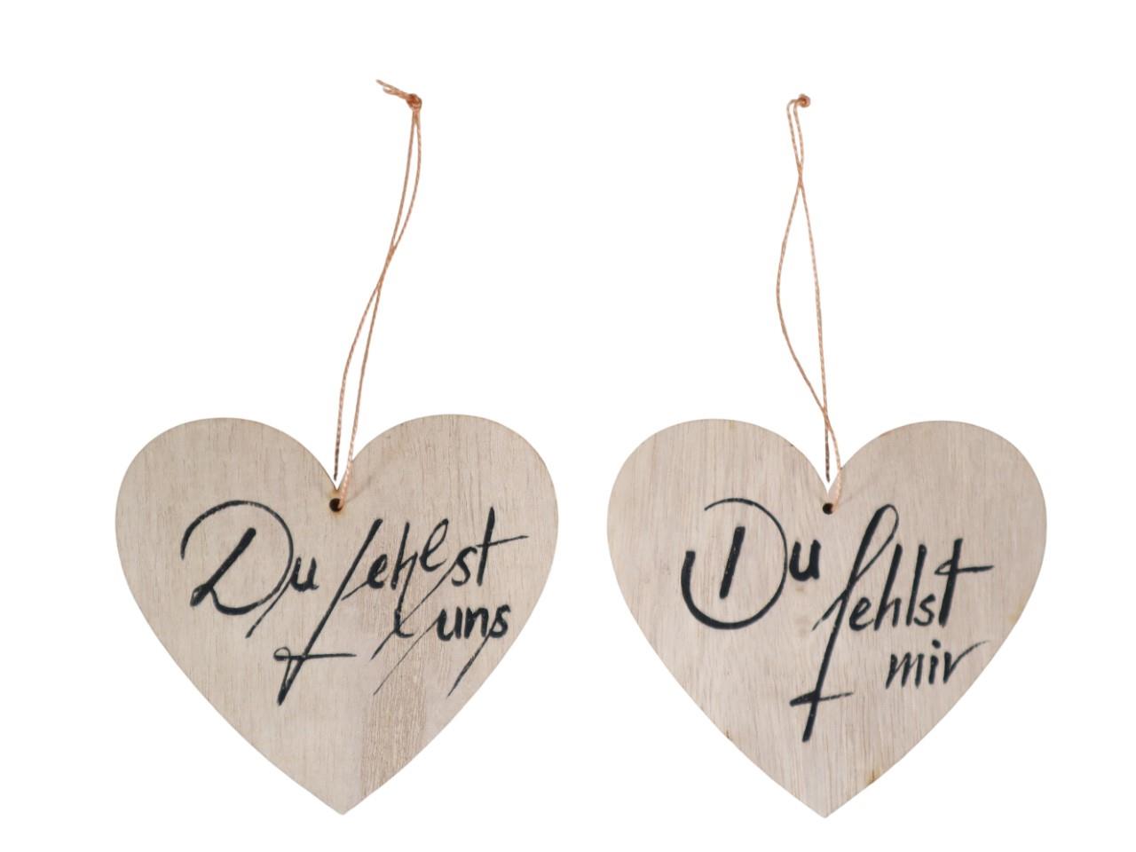 Herz hängend m. Schrift Holz natur D13cm