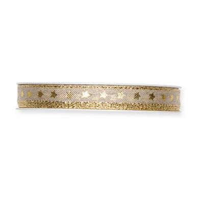 Leinen-Druckband Sternchen 10 mm 15 Meter linen/gold 311 Leinen-Druckband Sternchen 10 mm 15 Meter linen/gold 311
