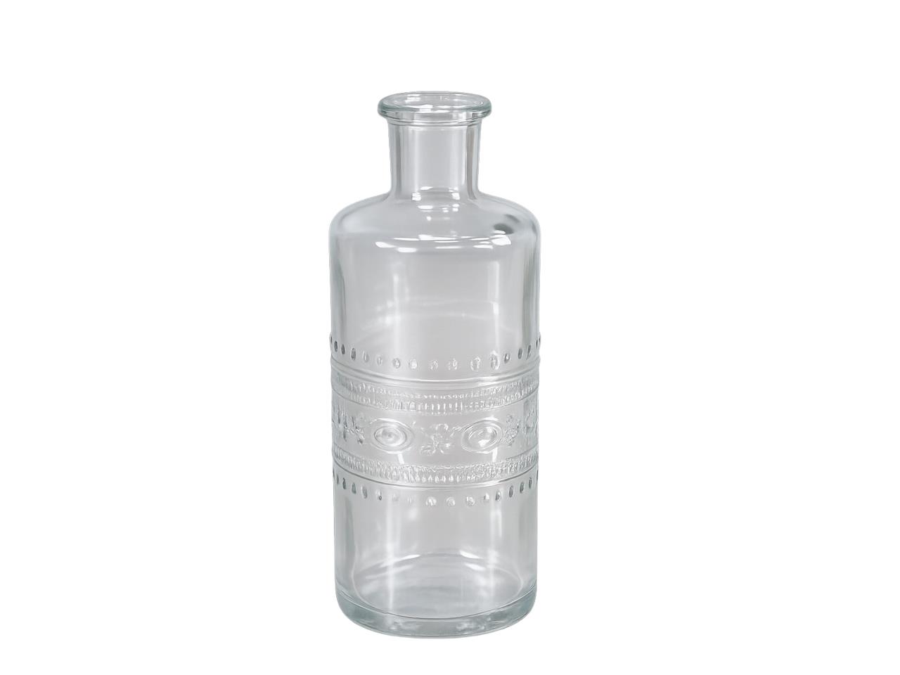 Flasche Glas Porto m Ornamenten klar D7,5xH14,5cm