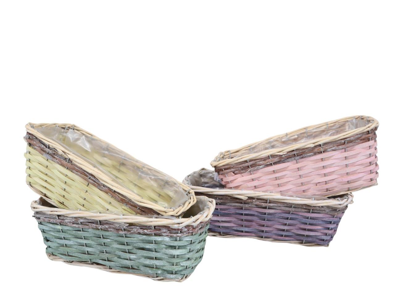 Pflanzkorb rechteckig farbmix Weide/Bambussplitt 30x12cm