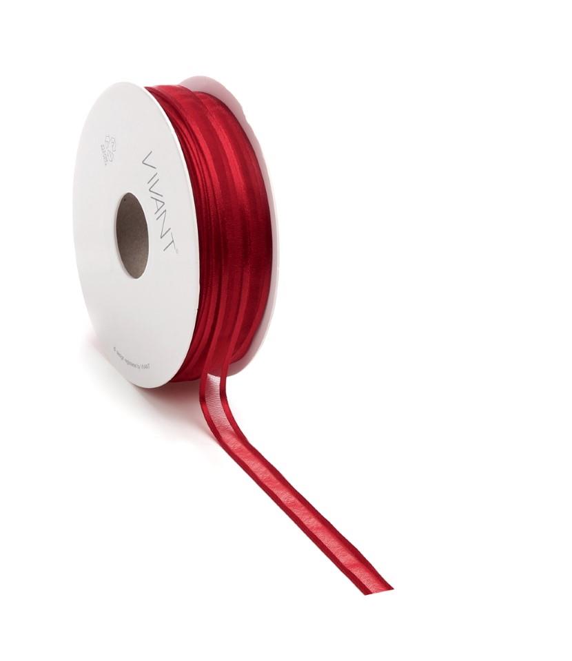 Band Prego Organza/Satinrand 10 mm 50 Meter bordeauxFarbe 25