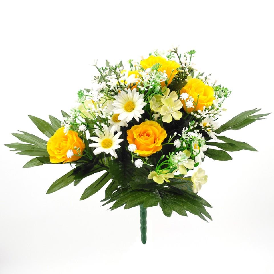 Strauss Rose-Margerite 38 cm gelb-weiss x 19