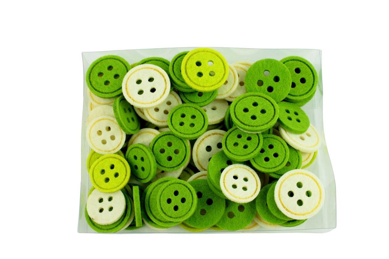 Streuer Filzknöpfe 2+3 cm sort. grün-weiss