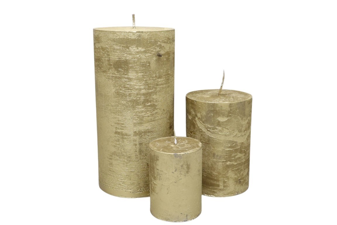 Kerze Rustika 100/70mm altgold lackiert