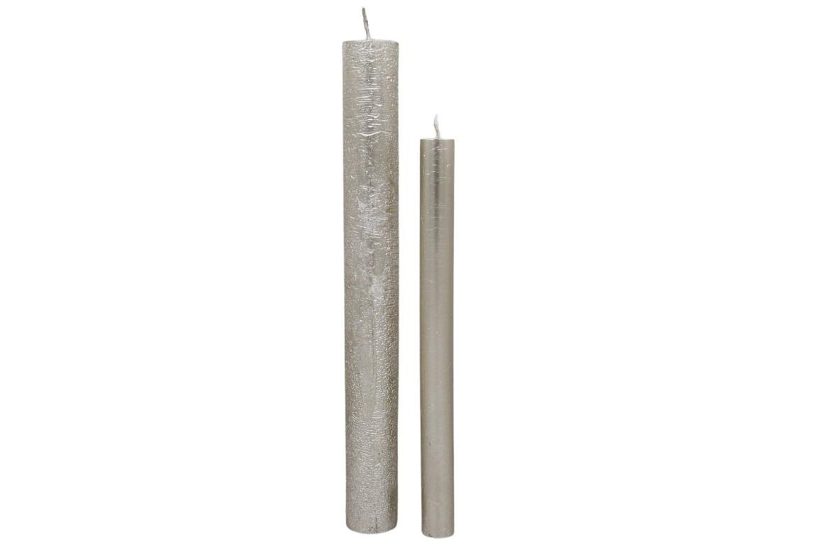 Stabkerze Rustika 240/34mm platin lackiert Stabkerze Rustika 240/34mm platin lackiert