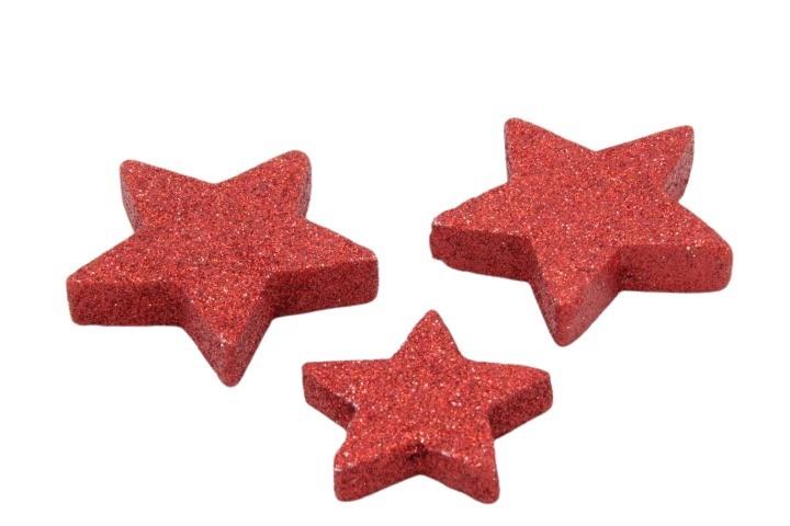Streuer Sterne "Flocki" rot glitzer D5+4cm
