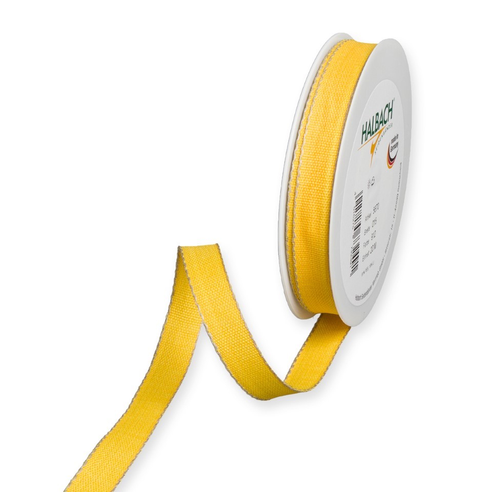 Band m. Leinenkante 15 mm 20 Meter yellow/linen 912
