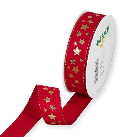 Druckband Sternchen 25 mm 18 Meter bordo/gold 65 Druckband Sternchen 25 mm 18 Meter bordo/gold 65