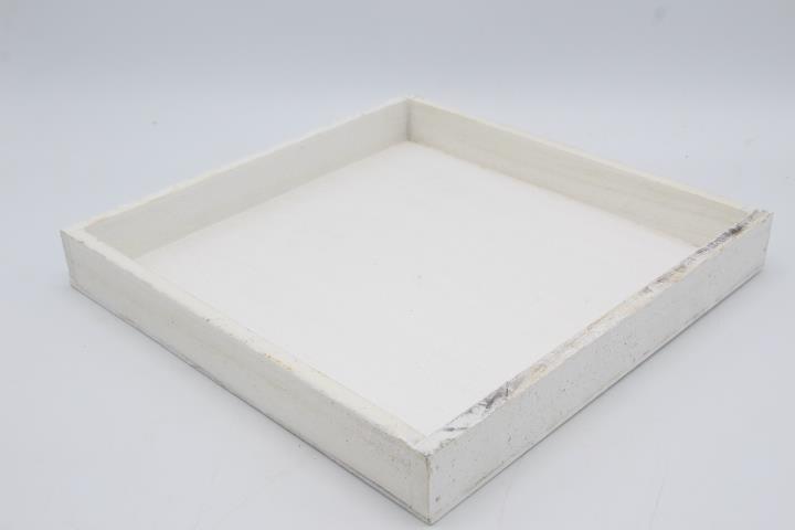 Tablett Holz weiß viereck D25cm