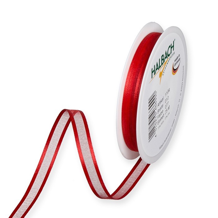 Dekoband Organza/Satin 10 mm 25 Meter rot 77