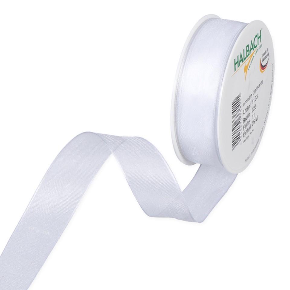 Organza m.Draht 25mm weiß11 Organza m.Draht 25mm weiß11