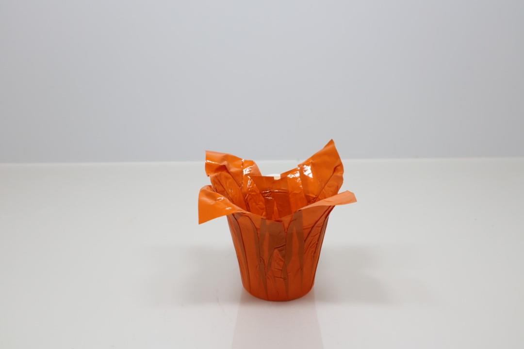 Deco Wraps Ribbed Kraftpapier wasserf. orange D10,5xH9cm