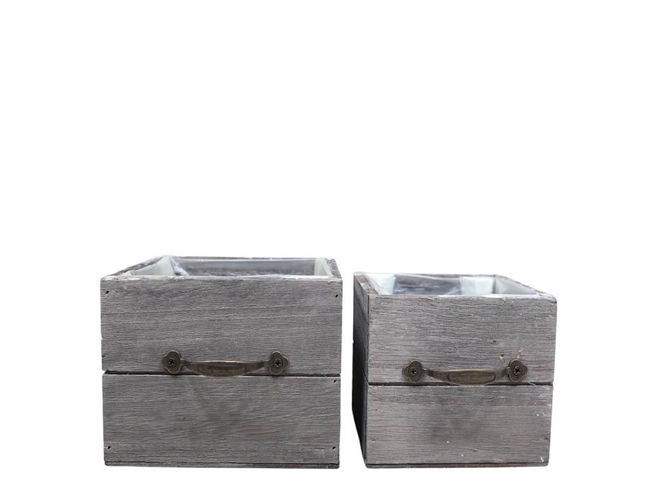 Schubladen Inga Holz grau Set/2 D15+12cm Schubladen Inga Holz grau Set/2 D15+12cm