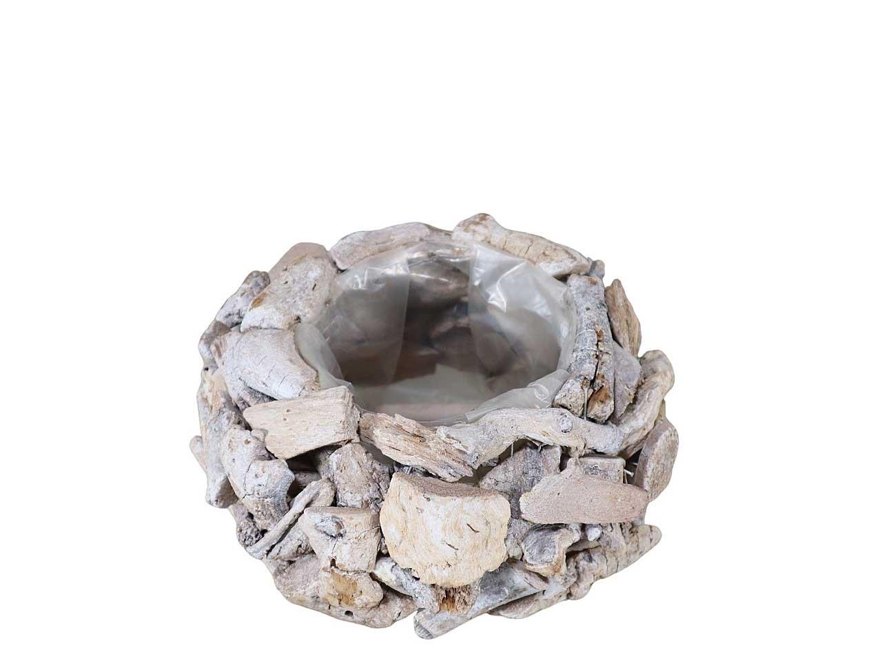 Pflanzkugel Holzstücke white-washed D23cm (innen D12cm)