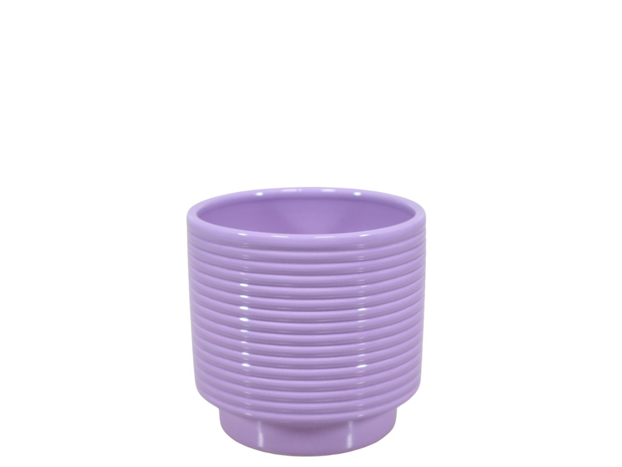 Cylindroübertopf m. Fuß Rings Keramik lavendel-lasur 10,5cm
