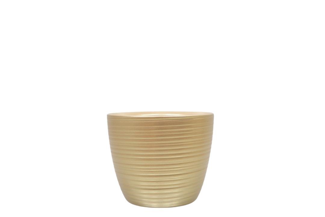 Keramikübertopf Rille perlgold D13cm Keramikübertopf Rille perlgold D13cm