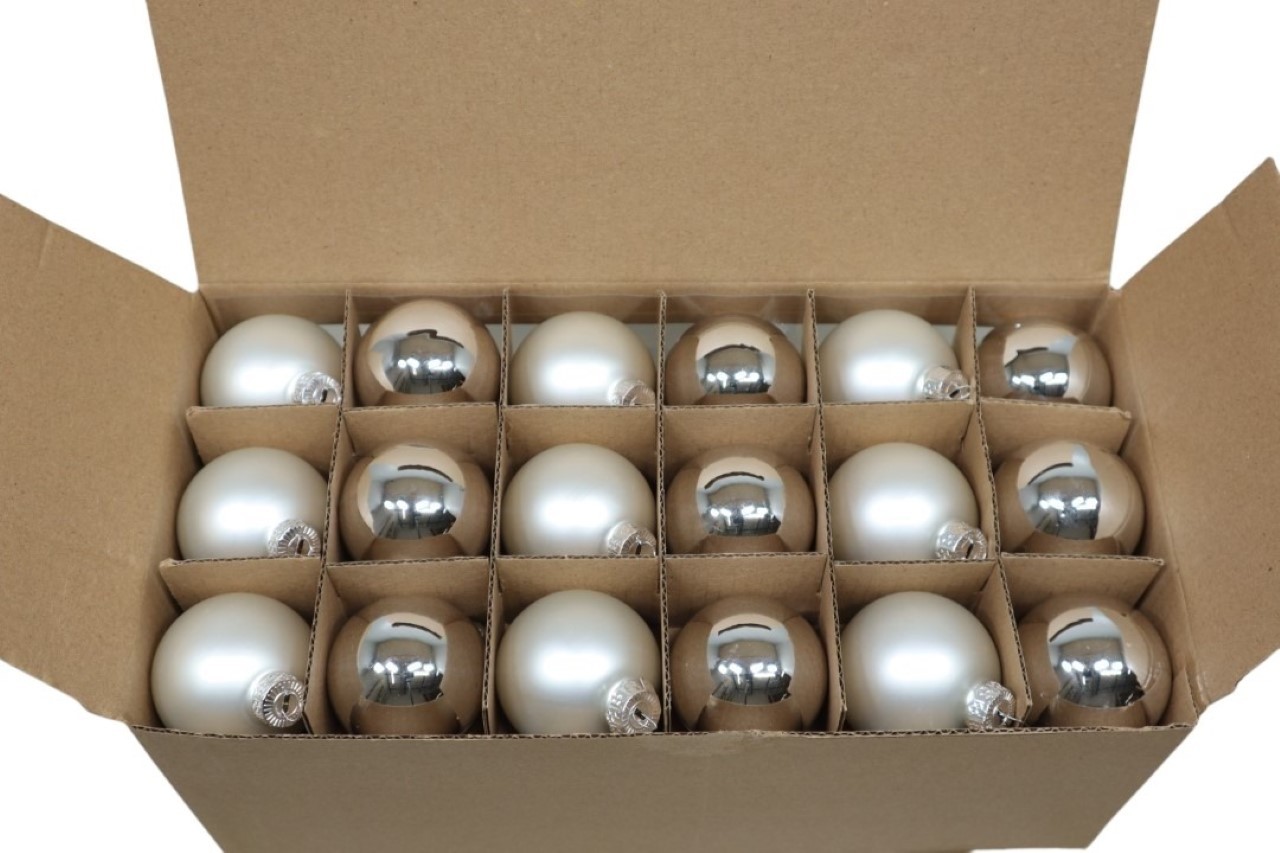 Glaskugel 60 mm 45 Stück silber