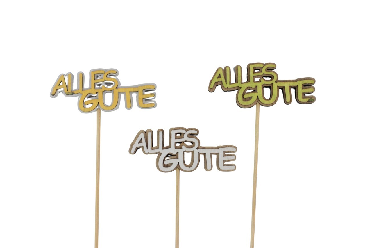 Stecker Doppio "Alles Gute" farbmix L9,5x6,5cm + Pin