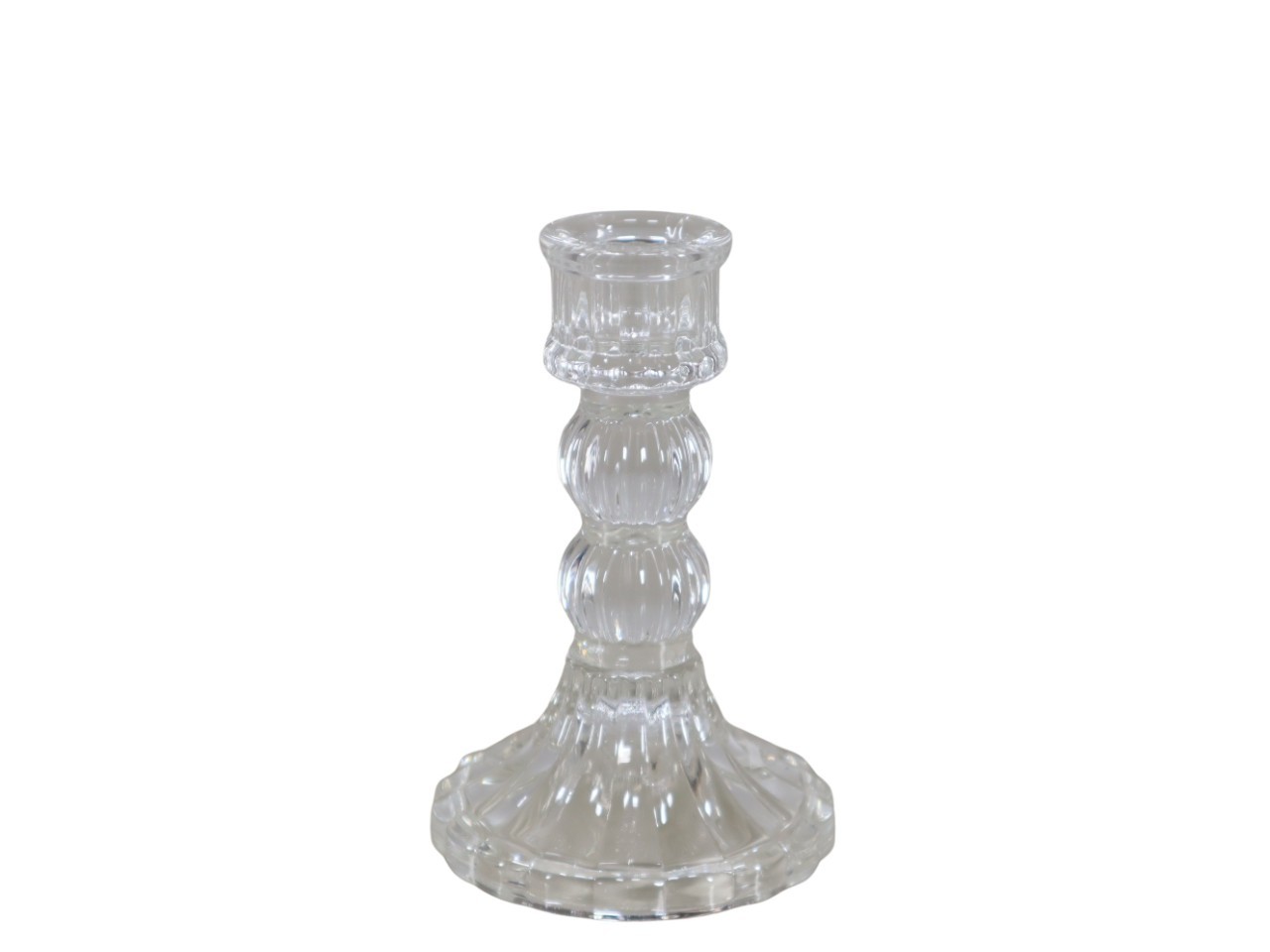 Stabkerzenhalter Glas klar H 15,5cm D 8,2 cm (Teller unten)