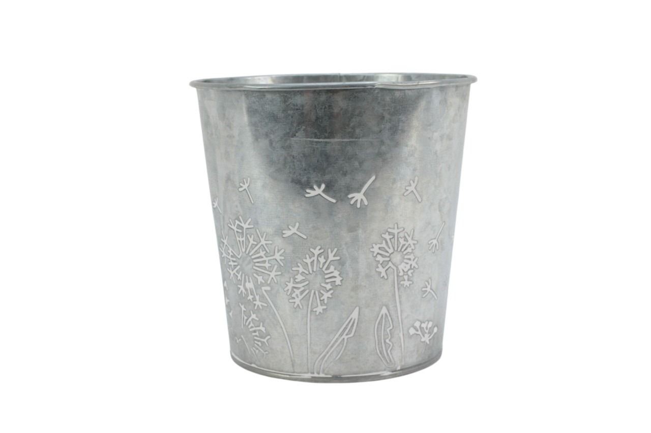 Topf Pussella Metall zink-weiss D 14 cm H 14 cm