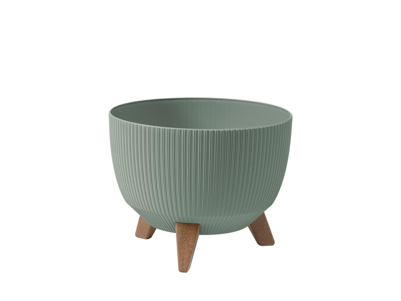 Plastikschale D24cm H20,5cm "Roma" auf Füß. Grau-Grün 956-87