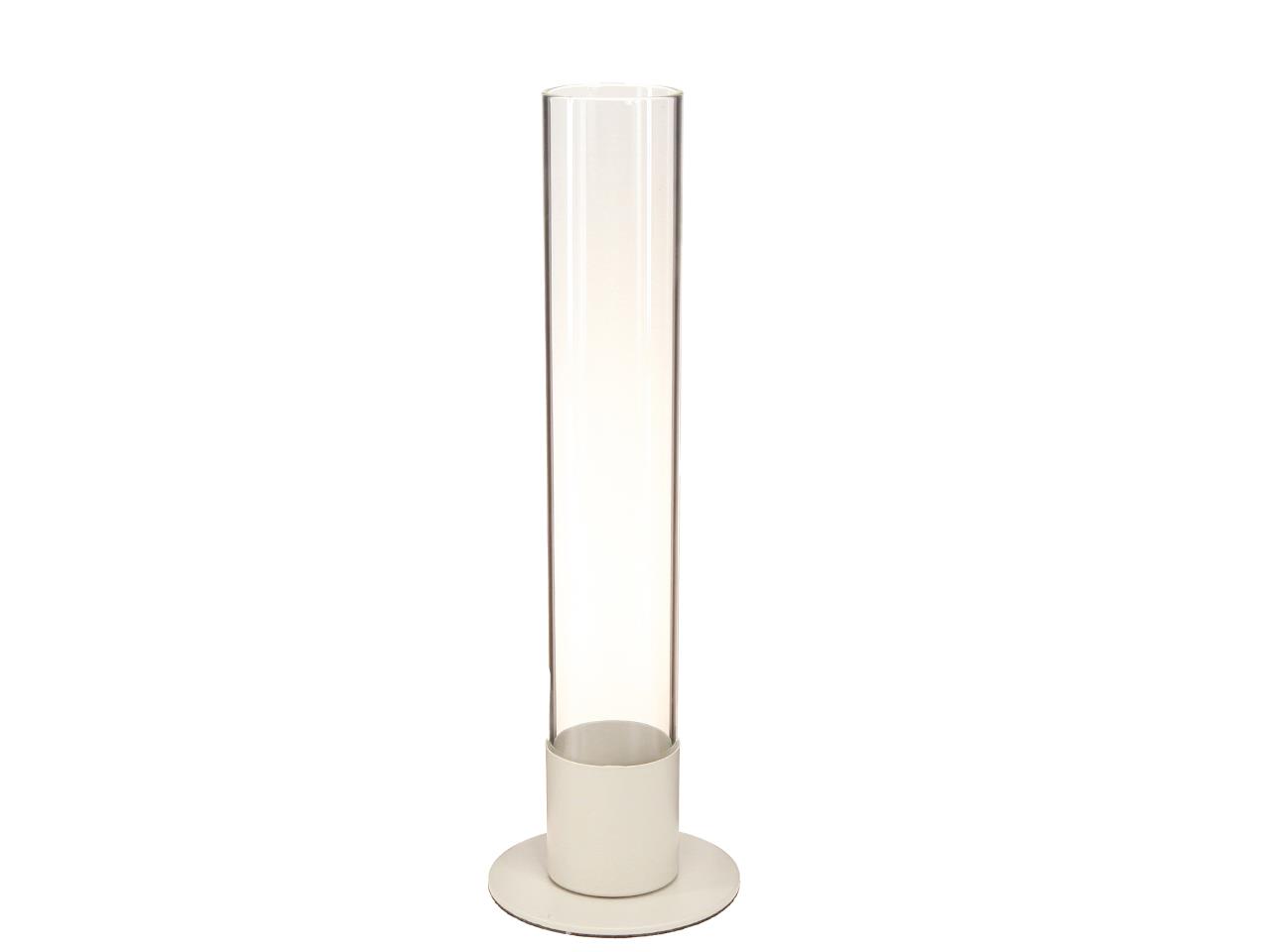 Stabkerzenhalter Metall creme m. Glasröhre Ø10xH30cm