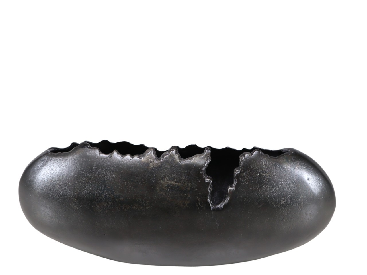 Blumenvase oval mit Zackenrand Aluminium schwarz B43xH20cm