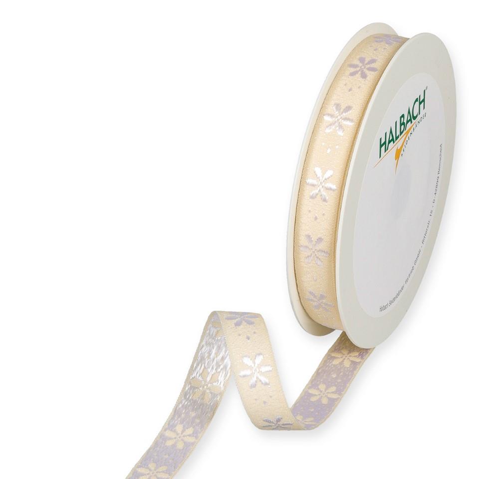 Dekorationsband Blüten 15 mm 15 Meter cream/white 70 Dekorationsband Blüten 15 mm 15 Meter cream/white 70