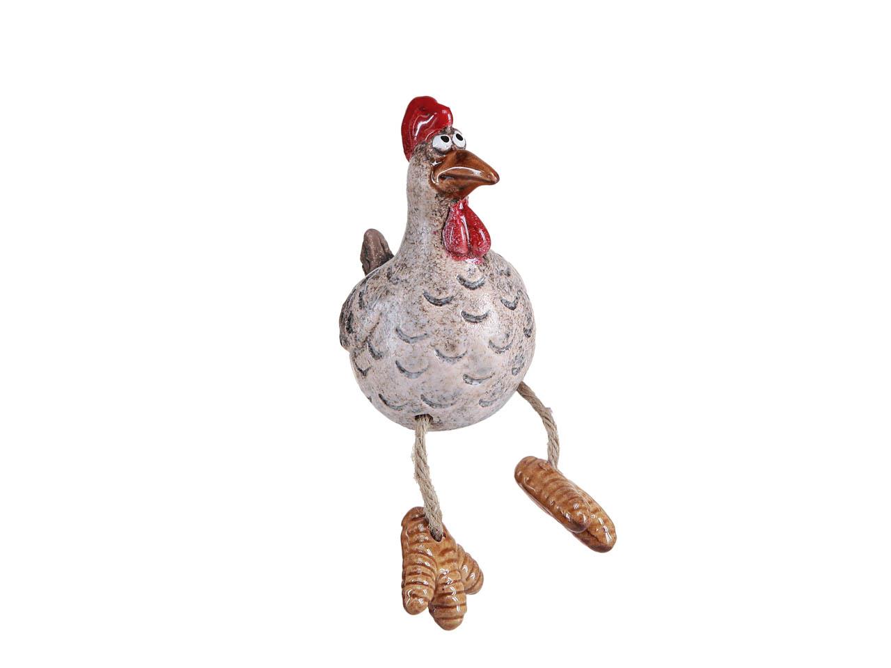 Huhn m. Schlenkerbeinen Keramik natur-rot D6,8xH9,4cm+Beine