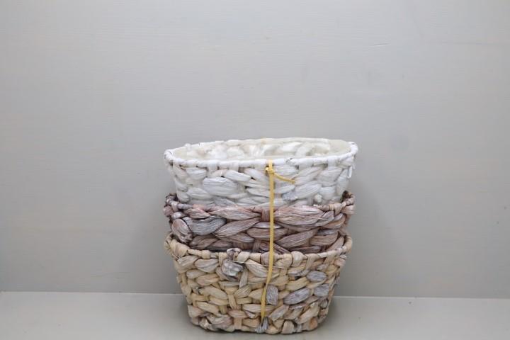 Korb oval Wasserhyazinthe braun-mix 3-farbig 20x13x9,5 cm