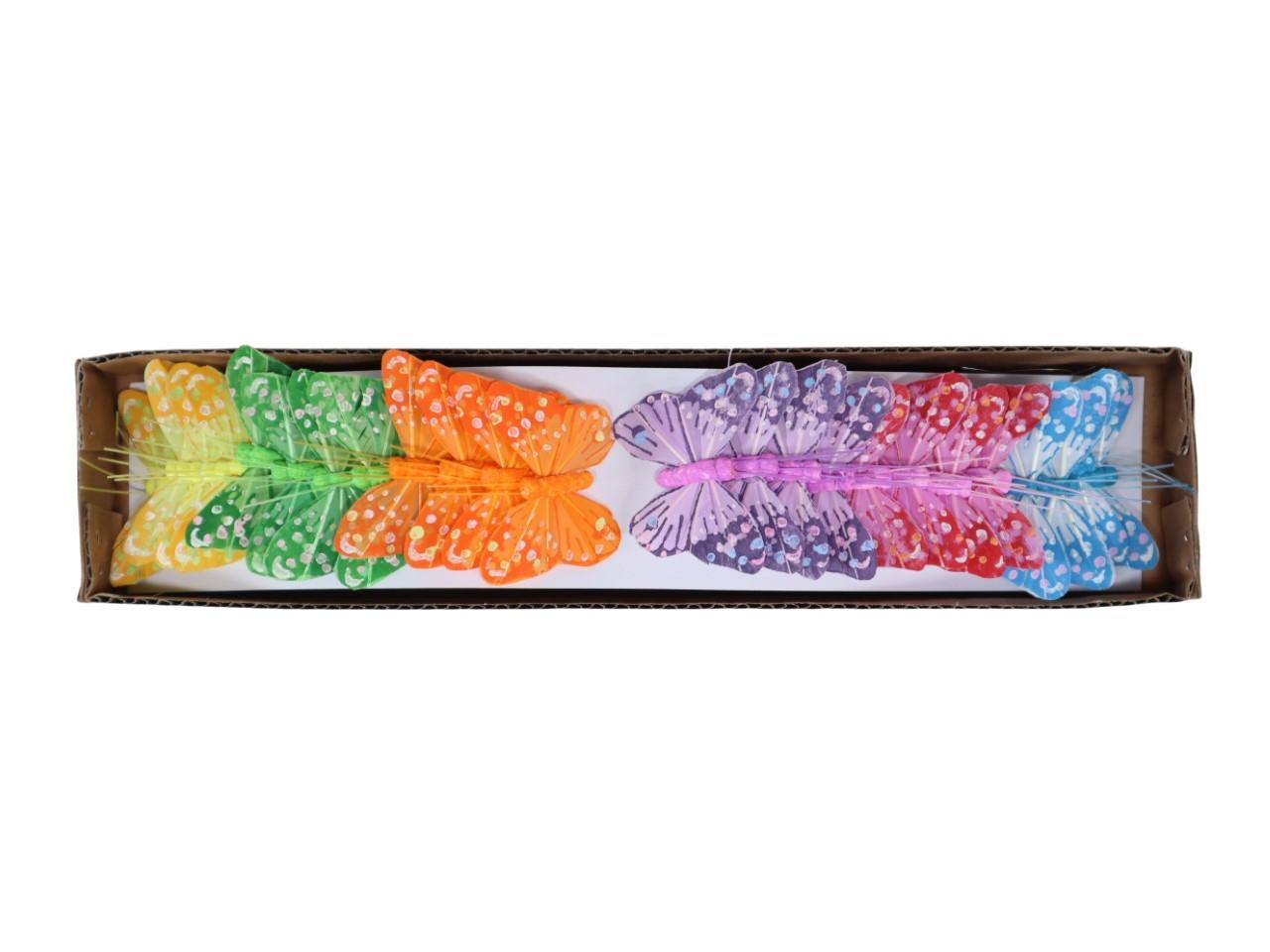 Stecker Schmetterling Federn farbmix  6cm