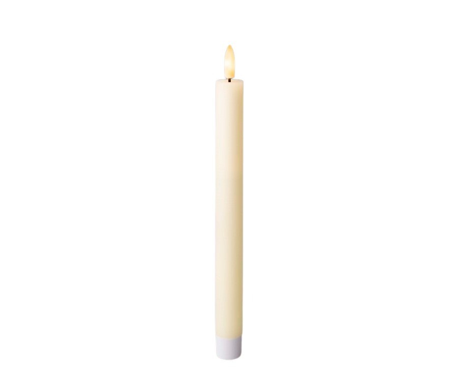 Spitzkerze LED Wachs indoor creme H24,5cm x D2,2cm