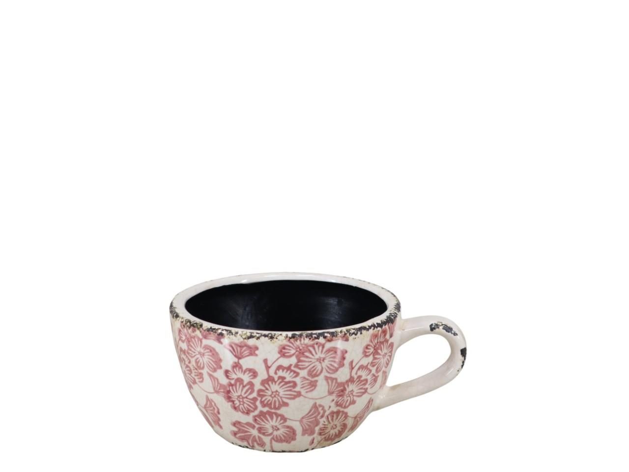 Tasse Elim Blütenranke Keramik rosa-weiß L20xH9cm