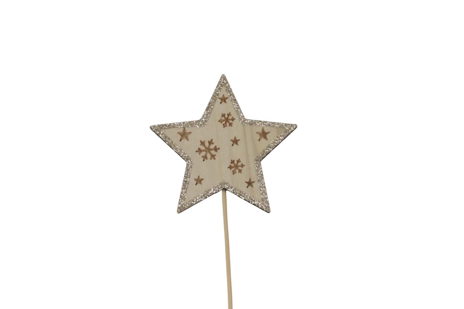 Stecker Stern Teba natur-gold 8 cm Länge 27 cm