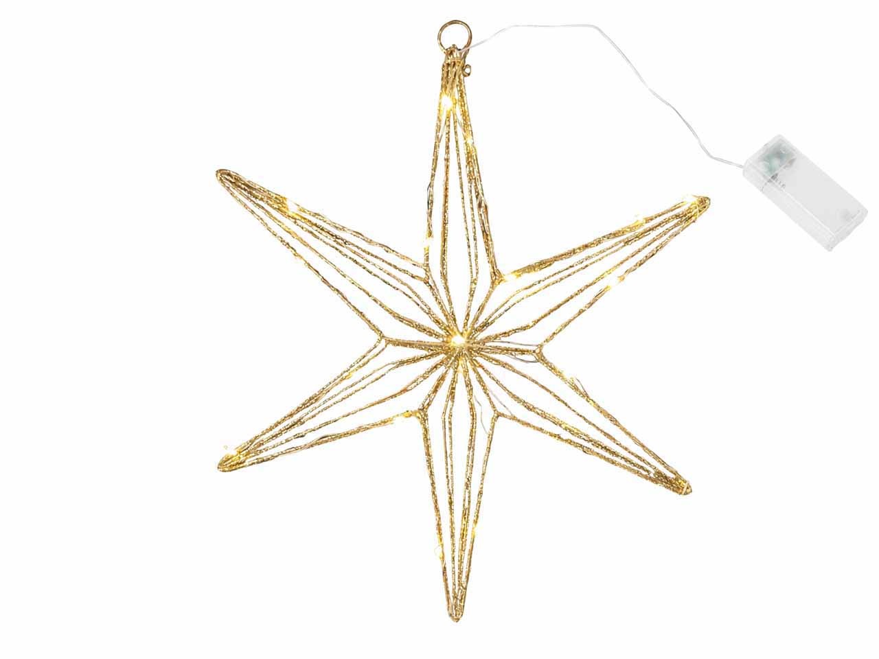 Stern hängend D50cm warmweiß Metall gold-glitzer 45LED