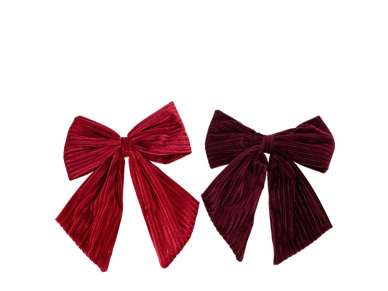 Schleife Cord-Samt rot-burgund sort. B17xH22cm