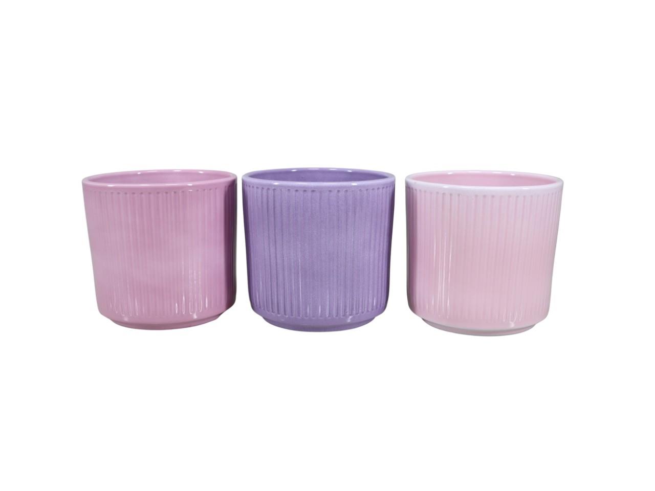 Keramikübertopf Stripes rosamix D13cm