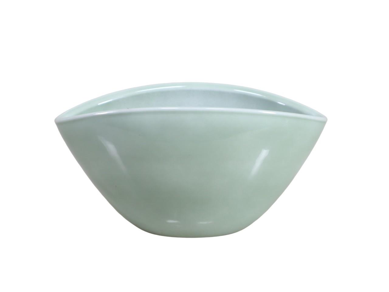 Keramiksteckschale oval salbeigrün-lasur L20cm