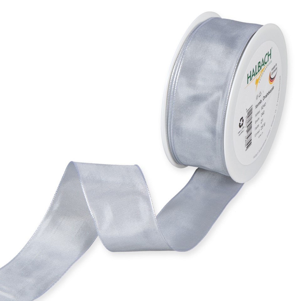 Drahtkantenband 40mm hellgrau 21