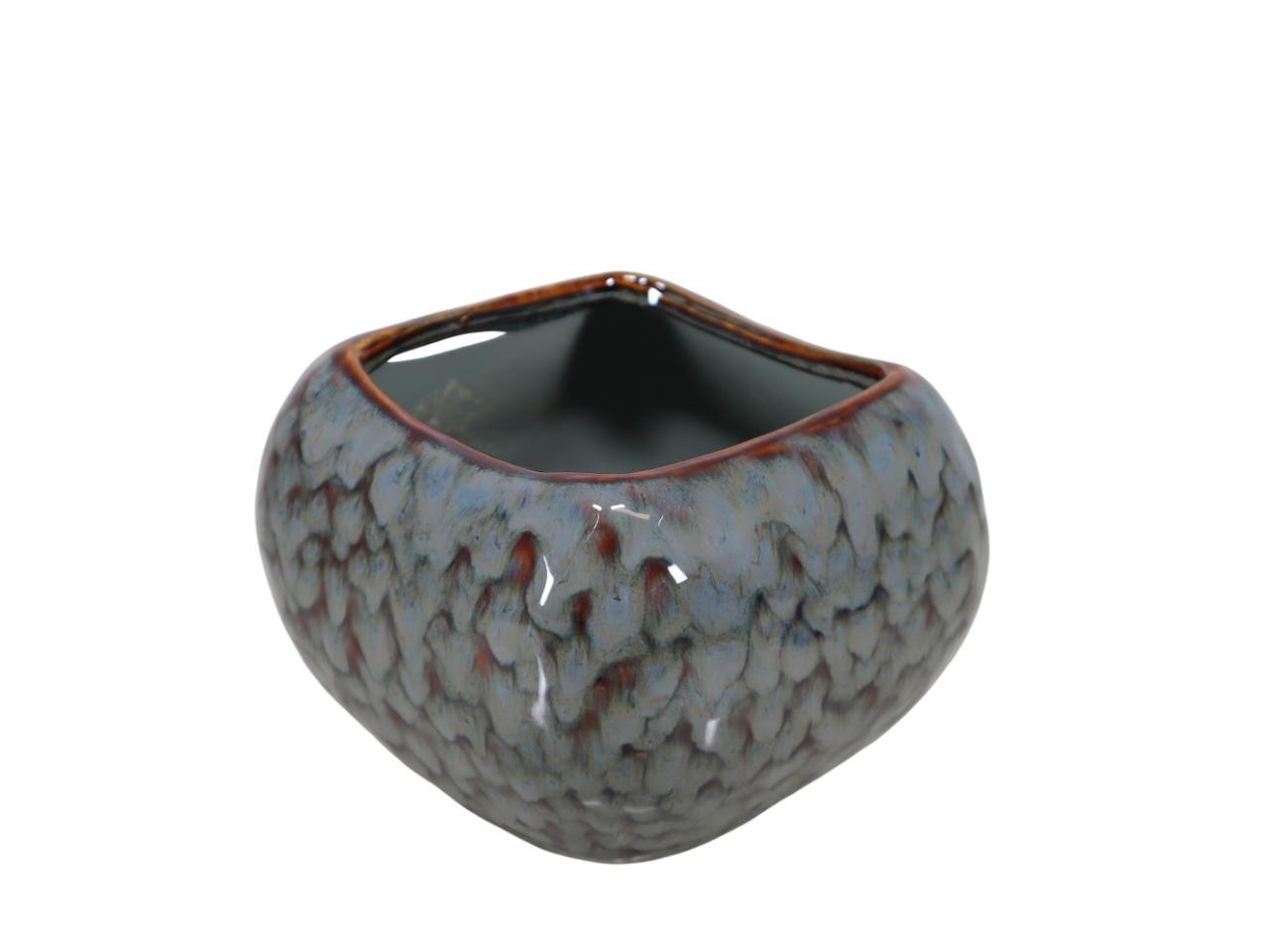 Übertopf Soft Edge viereckig Keramik schlammgrün D 18 cm