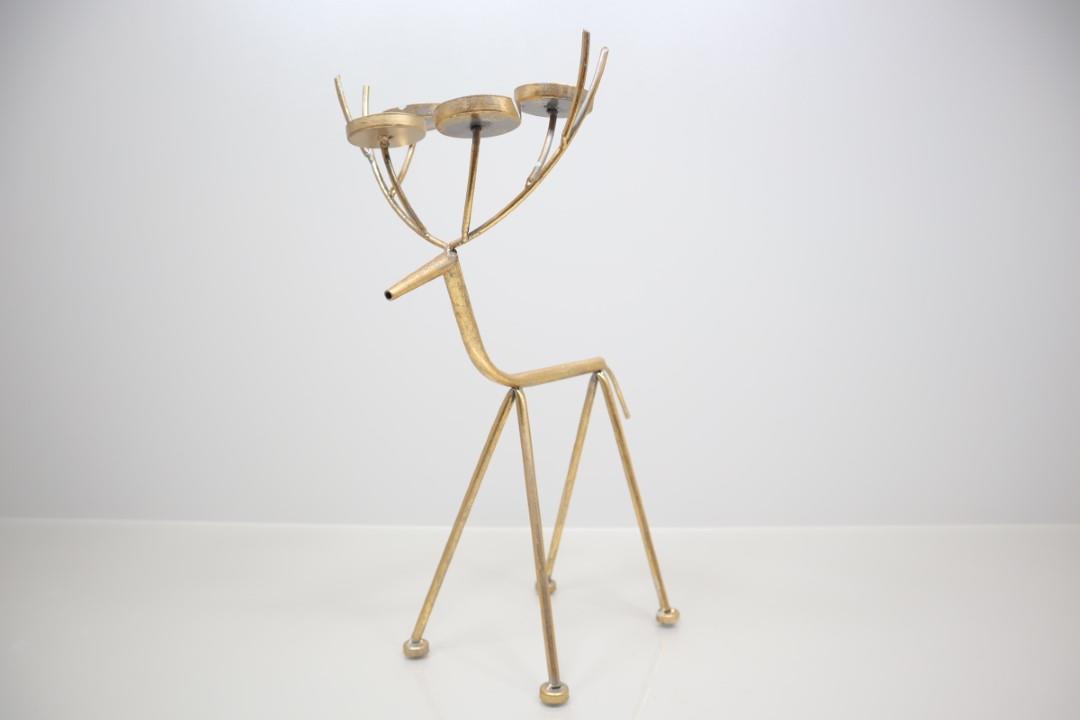 Teelichthalter 4f. Hirsch Metall gold 29x47cm