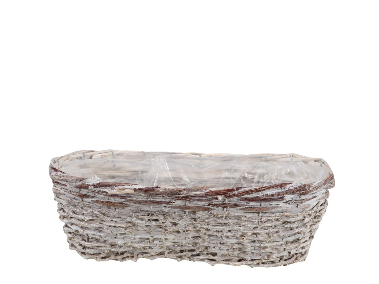 Pflanzkorb oval Weide/Rattan gekalkt L37x16xH12cm