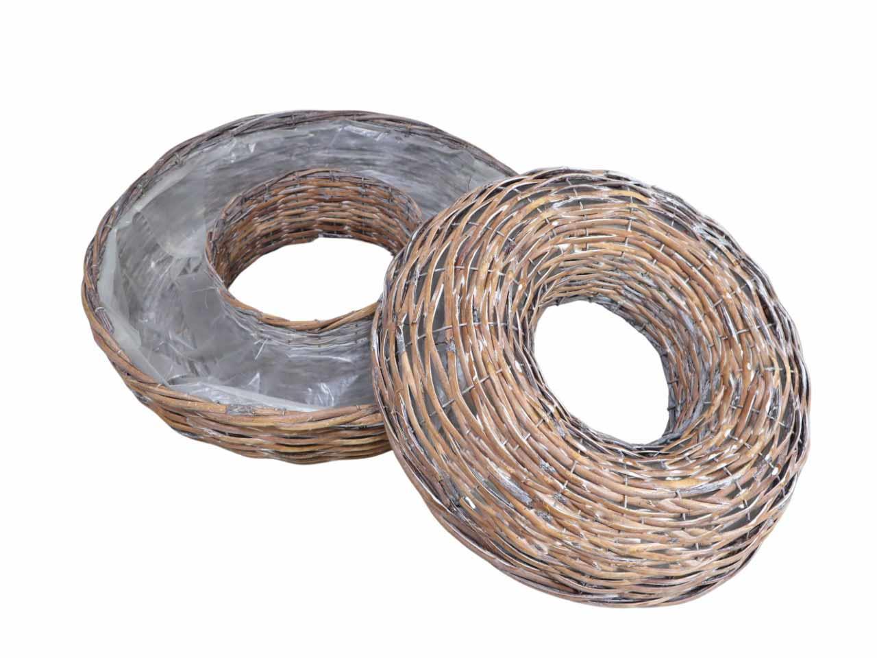 Pflanzring Rattan Set/2 45x11/40x10cm natur gekalkt