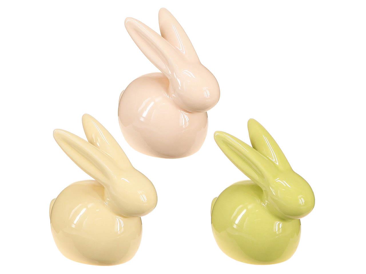 Hase Keramik farbmix apricot/gelb/grün sort. 15,5x16cm