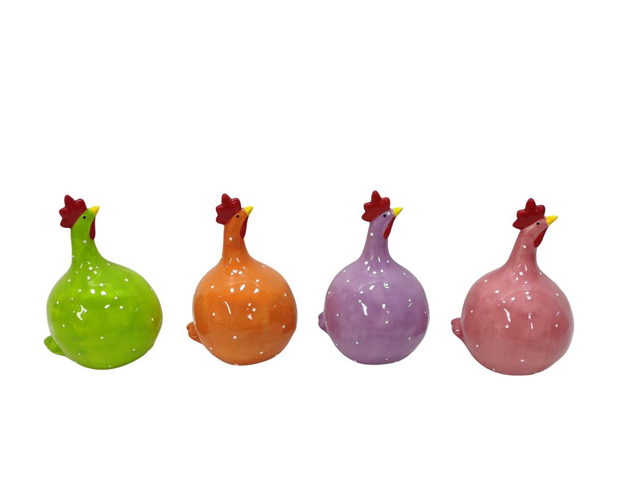 Hühner, 4-fach sort. Keramik 8x11,3cm