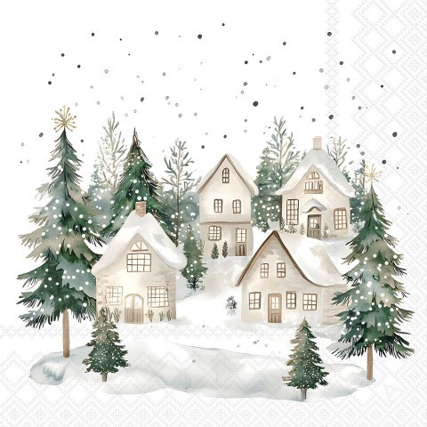 Serviette 33x33 cm Snowy Houses