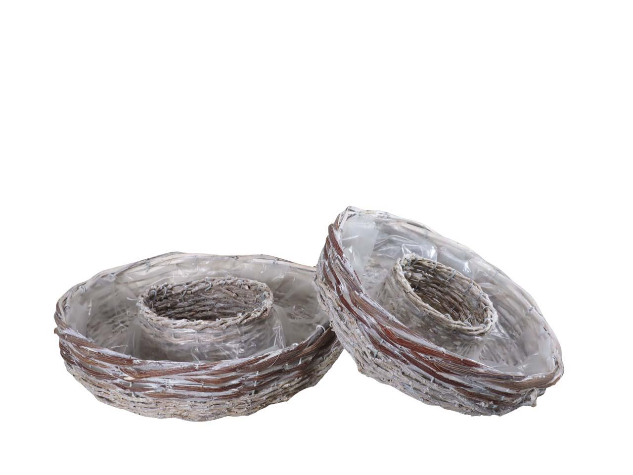 Pflanzring Weide/Rattan Set/2 gekalkt D35/30cm