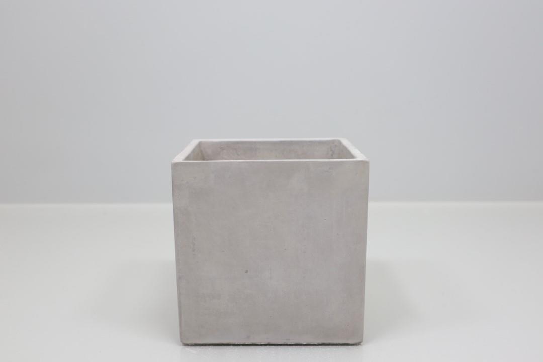 Pflanzkübel quadratisch Zement innen glasiert grau 13,5cm