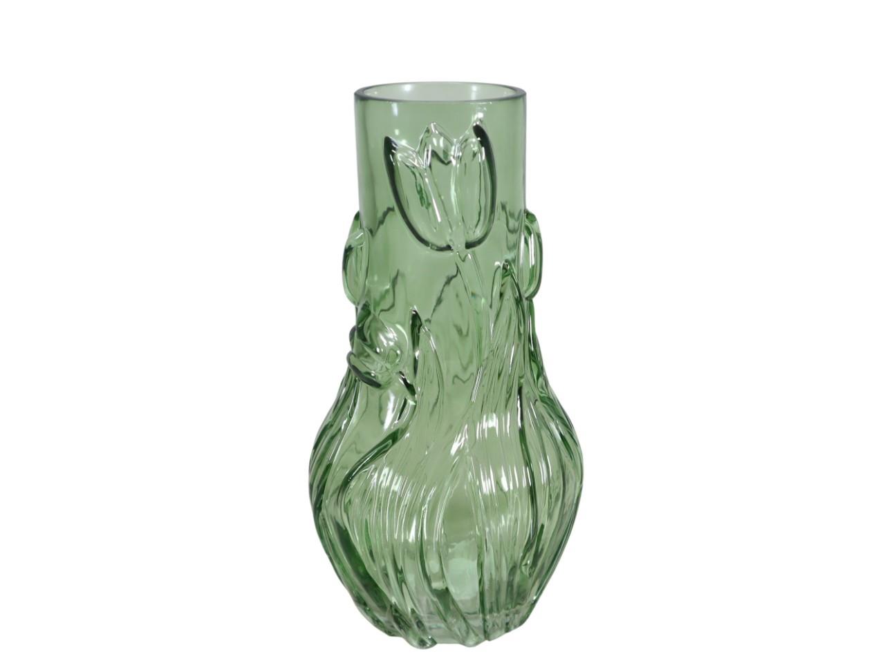 Vase Motiv Tulpe Glas grün D16cm H30,5cm