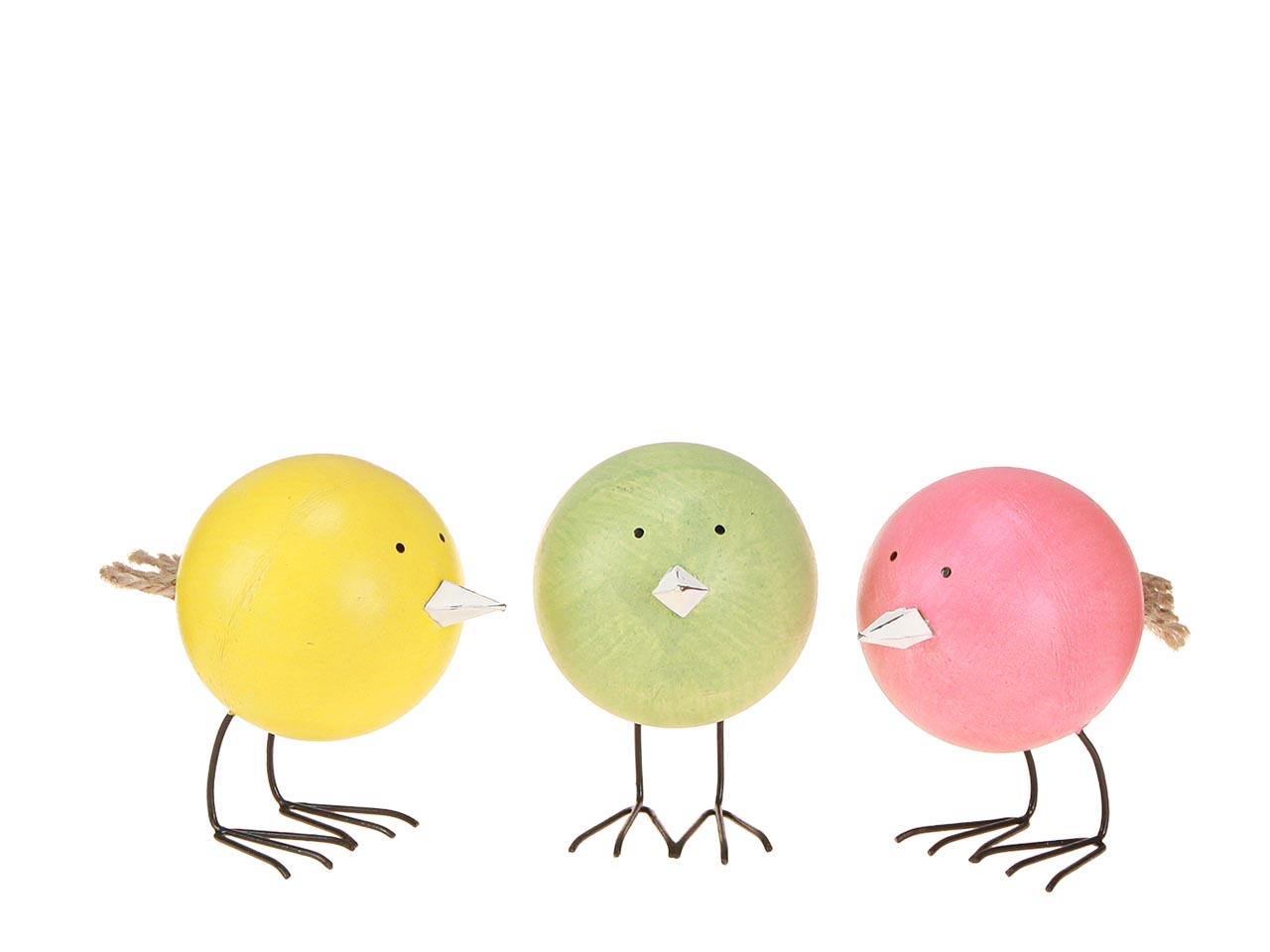 Vogel Brösel Vollholz auf Metallfuß farbmix D12cm